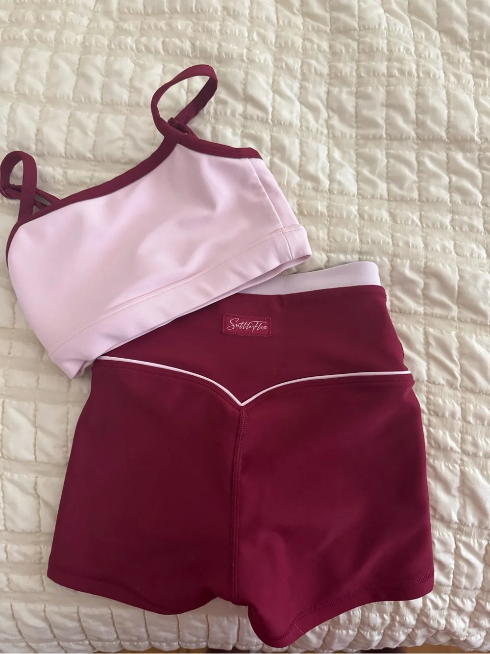Girls Two-Tone Pink and Maroon Active Set — Supportive Sports Bra & Shorts